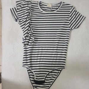 Zara bodysuit with black and white strips across